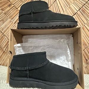 UGG Black Suede Fringe Boots